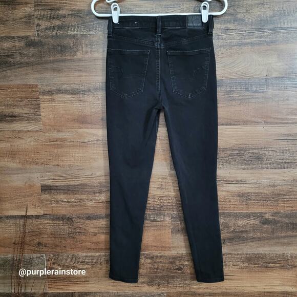 American Eagle Jeans 4 S Jegging Super Hi Rise 360 Next Level Stretch Black Wash - Picture 2 of 12